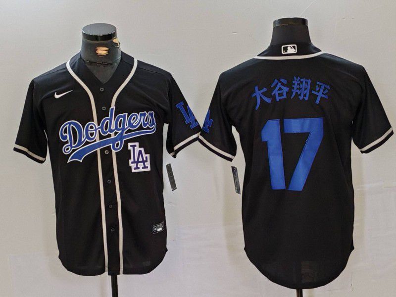 Men Los Angeles Dodgers 17 Ohtani Black Fashion Nike Game MLB Jersey style 51